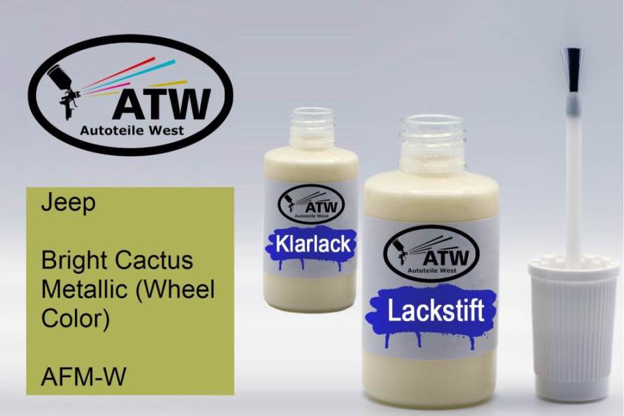 Jeep, Bright Cactus Metallic (Wheel Color), AFM-W: 20ml Lackstift + 20ml Klarlack - Set, von ATW Autoteile West.